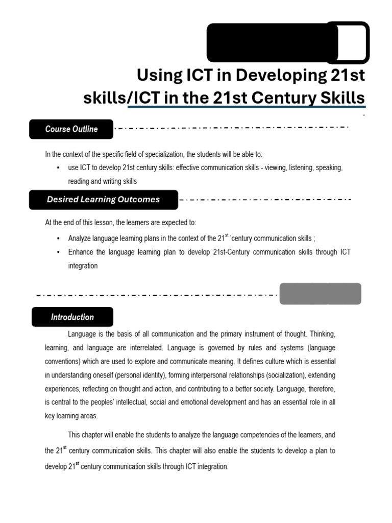 ICT for 21st Century Language Skills | PDF | Educational Technology ...