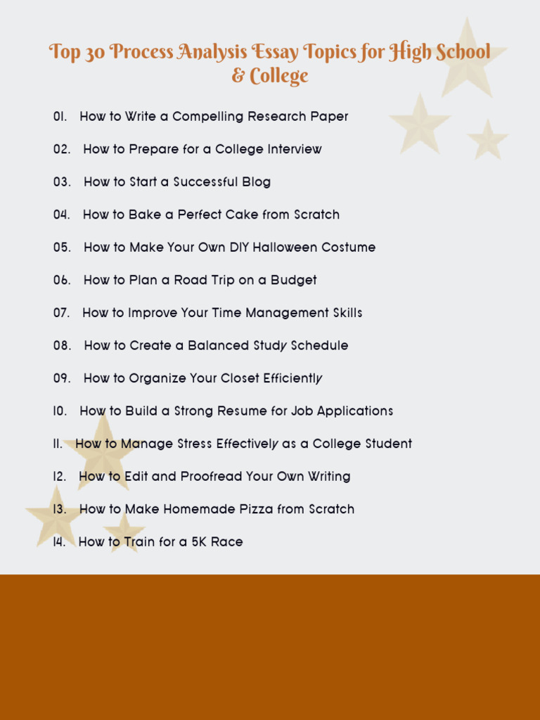 Top 30 Process Analysis Essay Topics | PDF