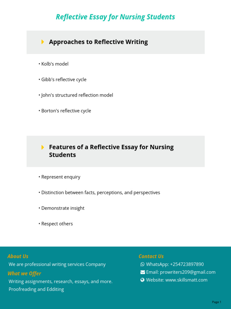 Reflective Essay For Nursing Students | PDF