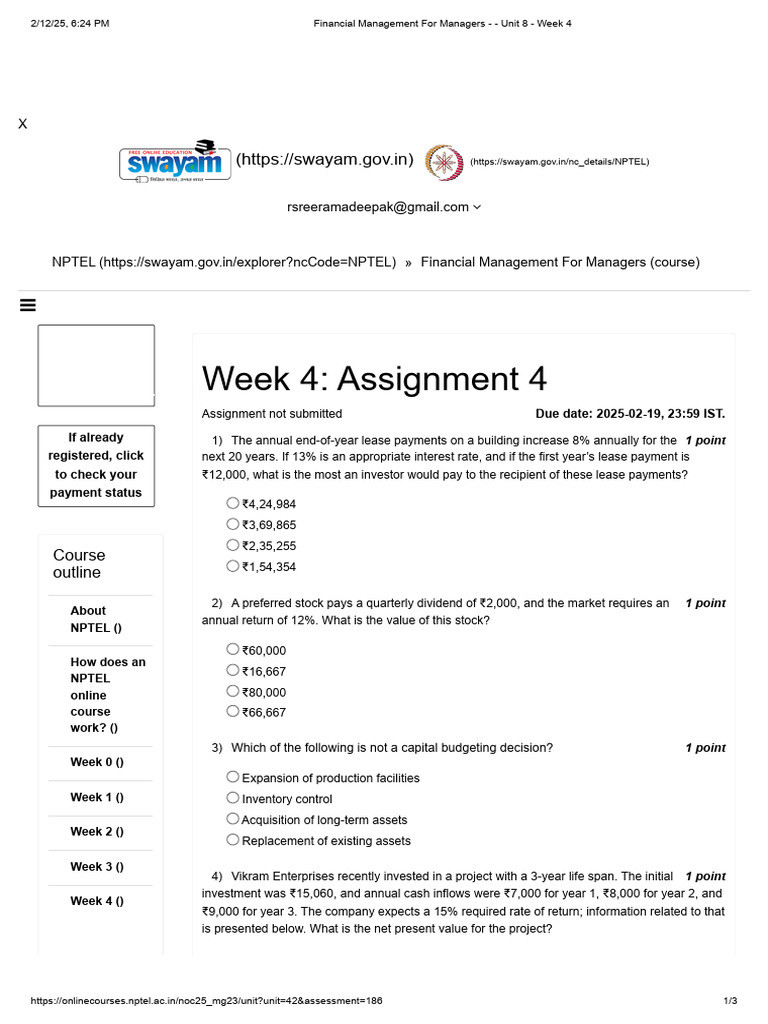 Financial Management Course Overview | PDF | Net Present Value ...