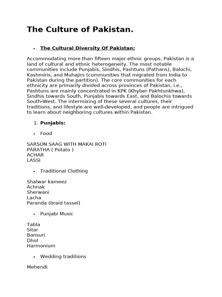 Cultural Diversity in Pakistan | PDF