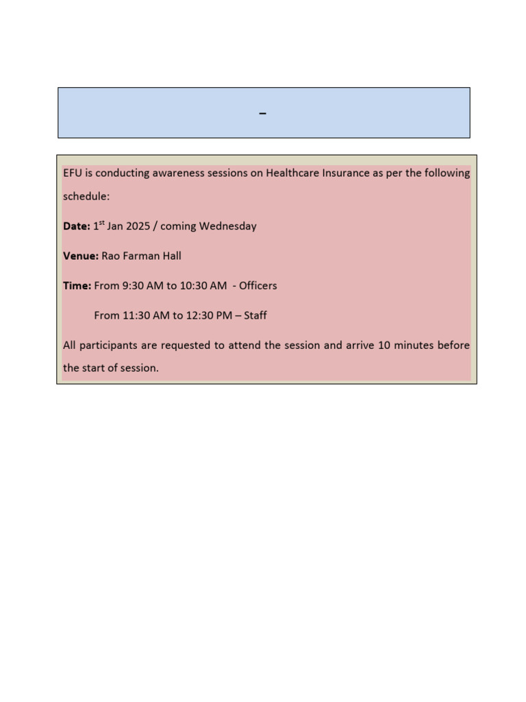 Awareness Sessions - Healthcare Insurance | PDF