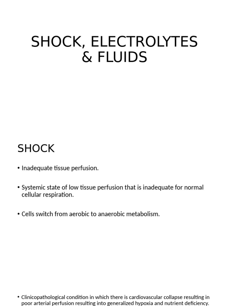 Shock, Electrolytes & Fluids | PDF | Shock (Circulatory) | Heart