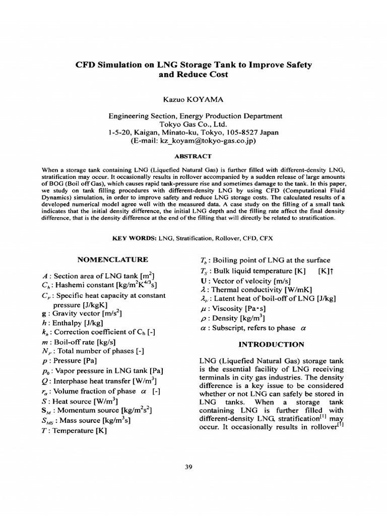 CFD Simulation On LNG Storage Tank To Improve Safety and Reduce | PDF ...