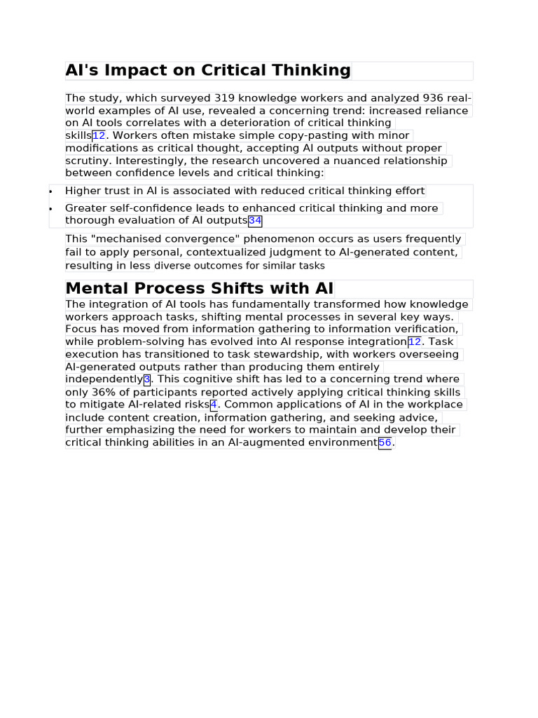 AI's Deteriorating Effect on Critical Thinking | PDF