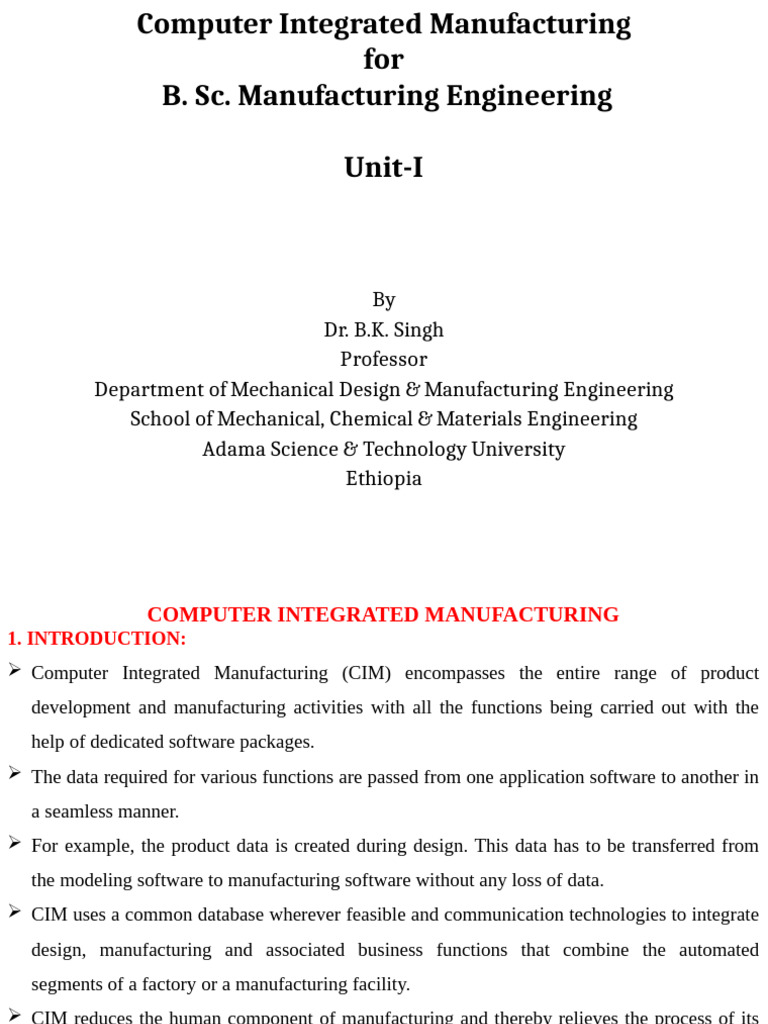 Computer Integrated Manufacturing Overview | PDF | Ultraviolet | Databases