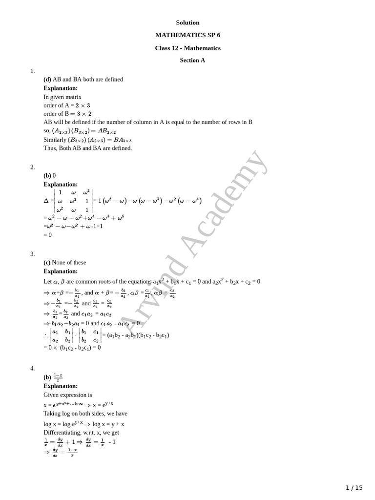 Solution Mathematics SP 6 - 49268746 - 2025 - 01 - 23 - 11 - 31 | PDF ...