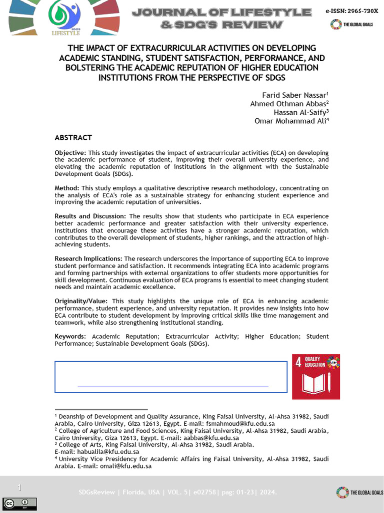 Impact of Extracurricular Activities on Student Success | PDF ...