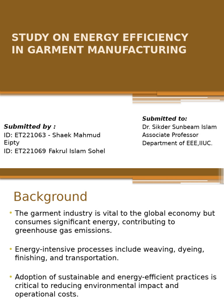 Energy Efficiency in Garment Manufacturing | PDF