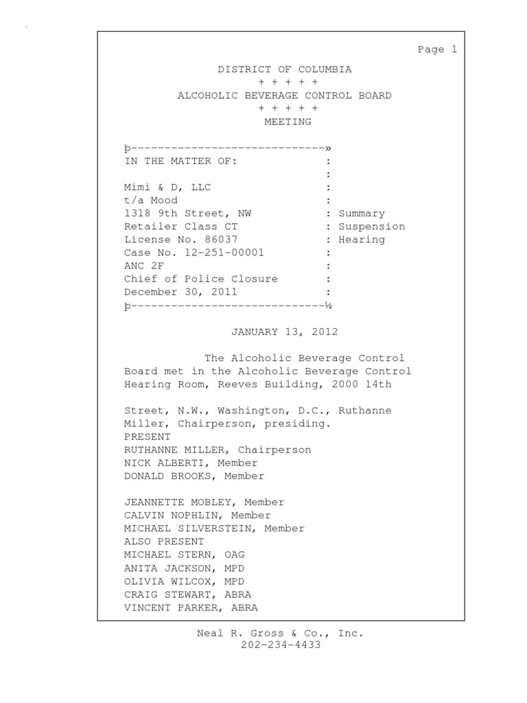 01.13.12 Mood Lounge ABRA Summary Suspension Hearing PDF