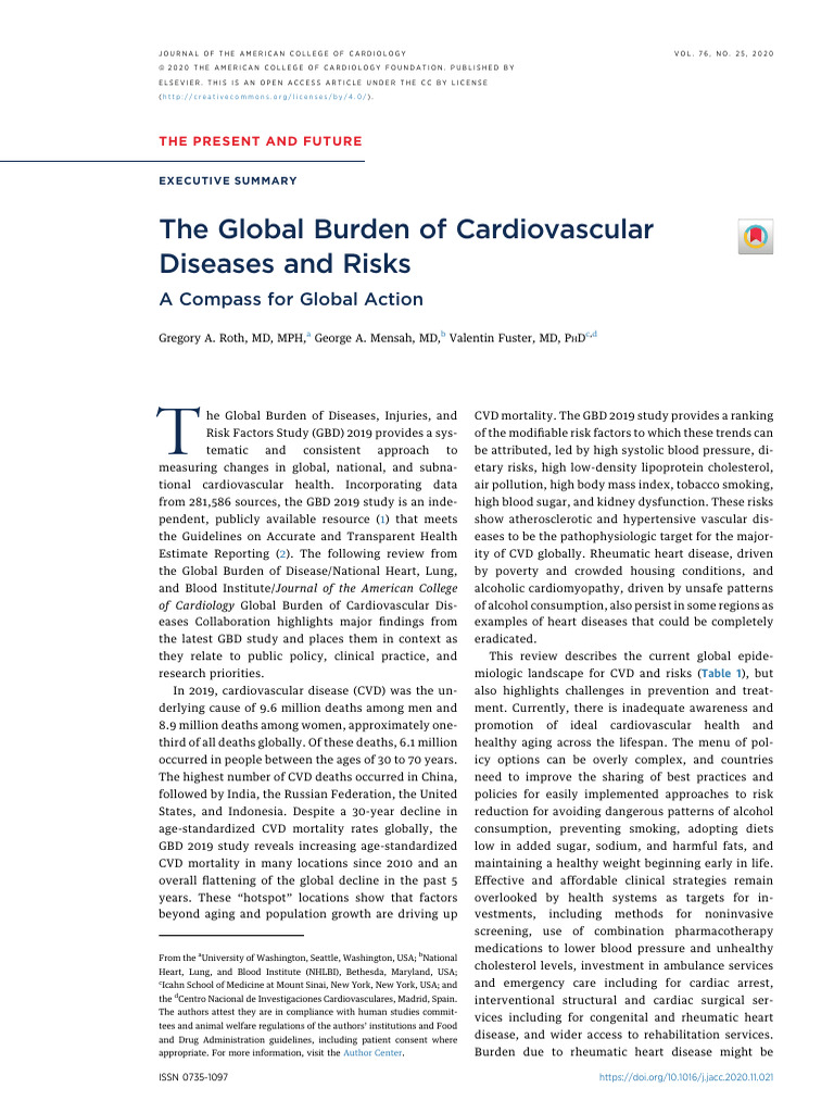 The Global Burden of Cardiovascular Diseases and Risks | PDF ...