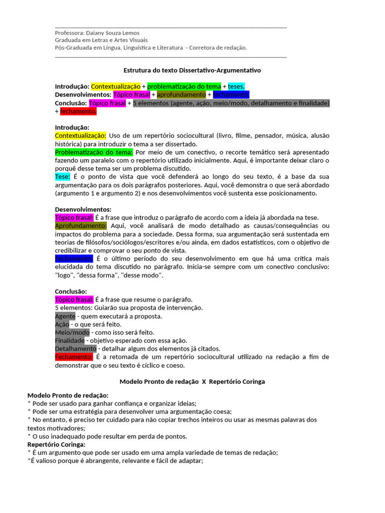 Estrutura da Redação Dissertativa ENEM 2025 | PDF | Sustentabilidade ...