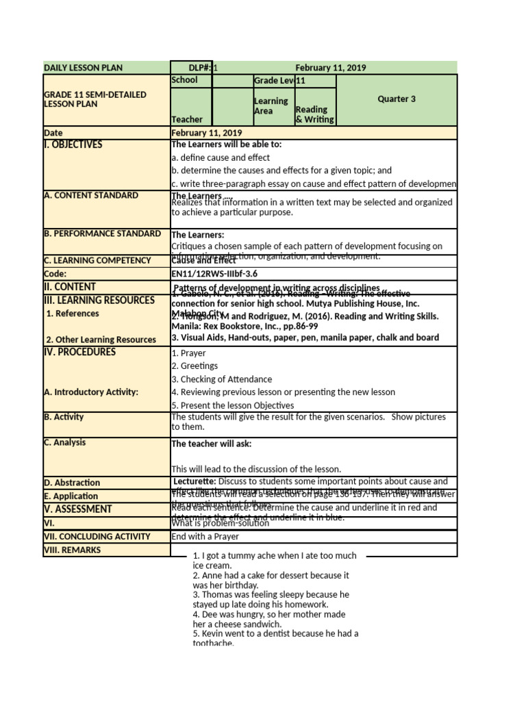 COT 6 | PDF | Lesson Plan | Learning