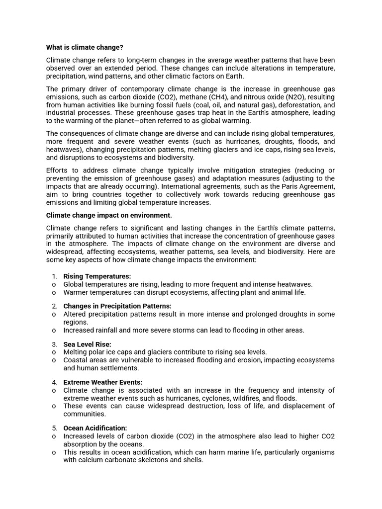 Climate Change Impact & Solutions | PDF | Climate Change | Greenhouse Gas