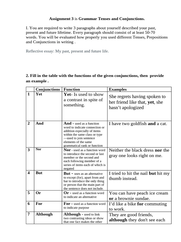 Grammar Tenses and Conjunctions Guide | PDF | Syntax | Linguistic ...