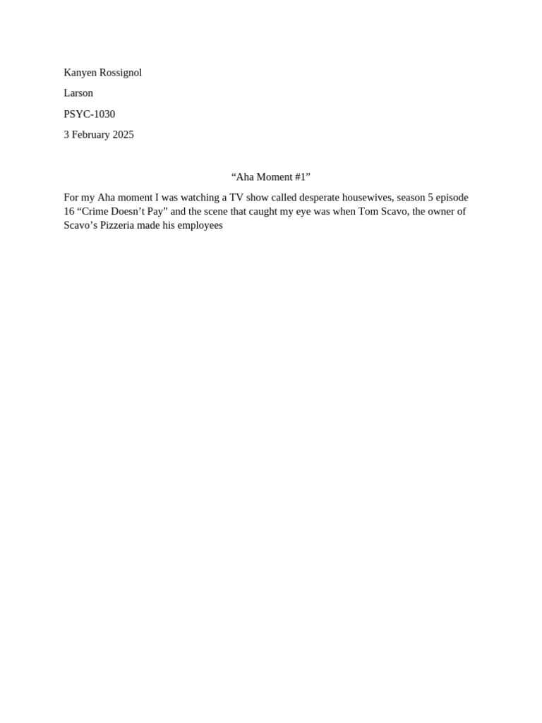 Aha Moment from Desperate Housewives Episode | PDF