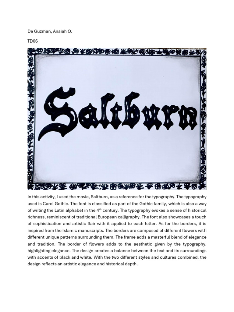 Typography and Design Analysis of Saltburn | PDF