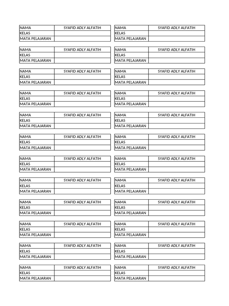 Nama Dan Roster Syafid Dan Syarif | PDF