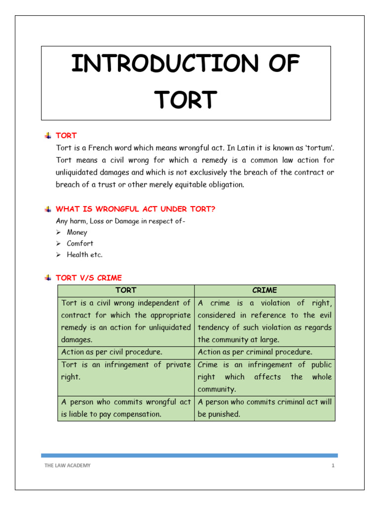 Understanding Tort Law Basics | PDF | Legal Liability | Tort