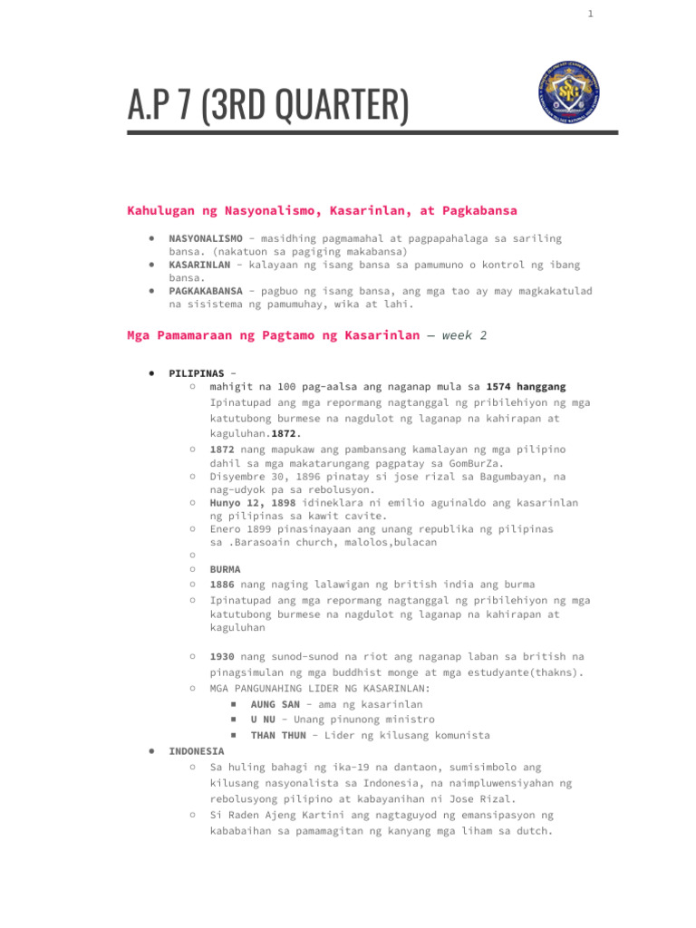 Ap 7 Reviewer | PDF