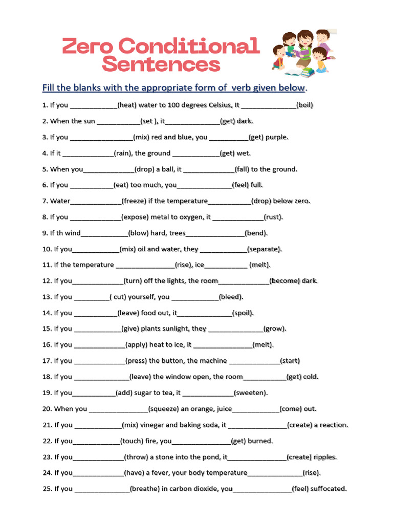 Zero Conditional Practice Exercises | PDF