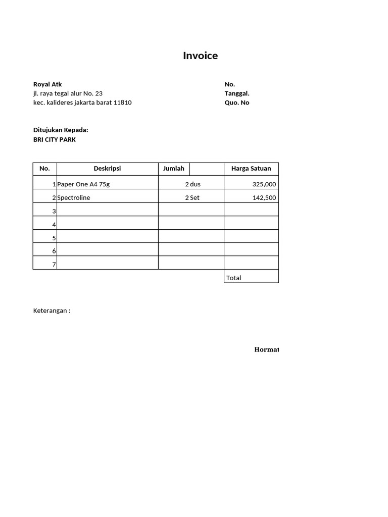 Invoice for BRI City Park Services | PDF