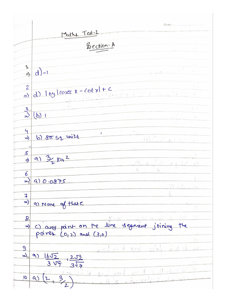 Maths Test 2 | PDF