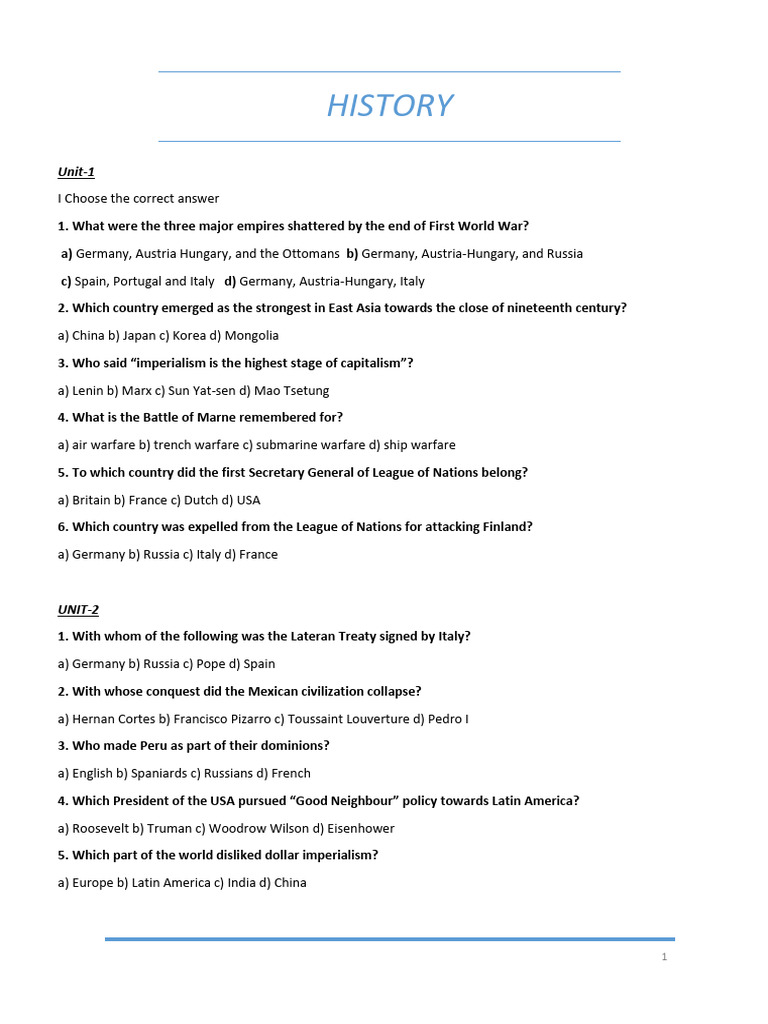History Quiz Questions and Answers | PDF | Taxes | Measures Of National ...