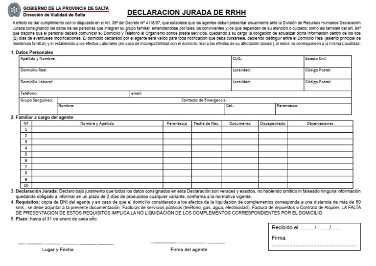 Declaración Jurada de Ingresos 2023 | PDF
