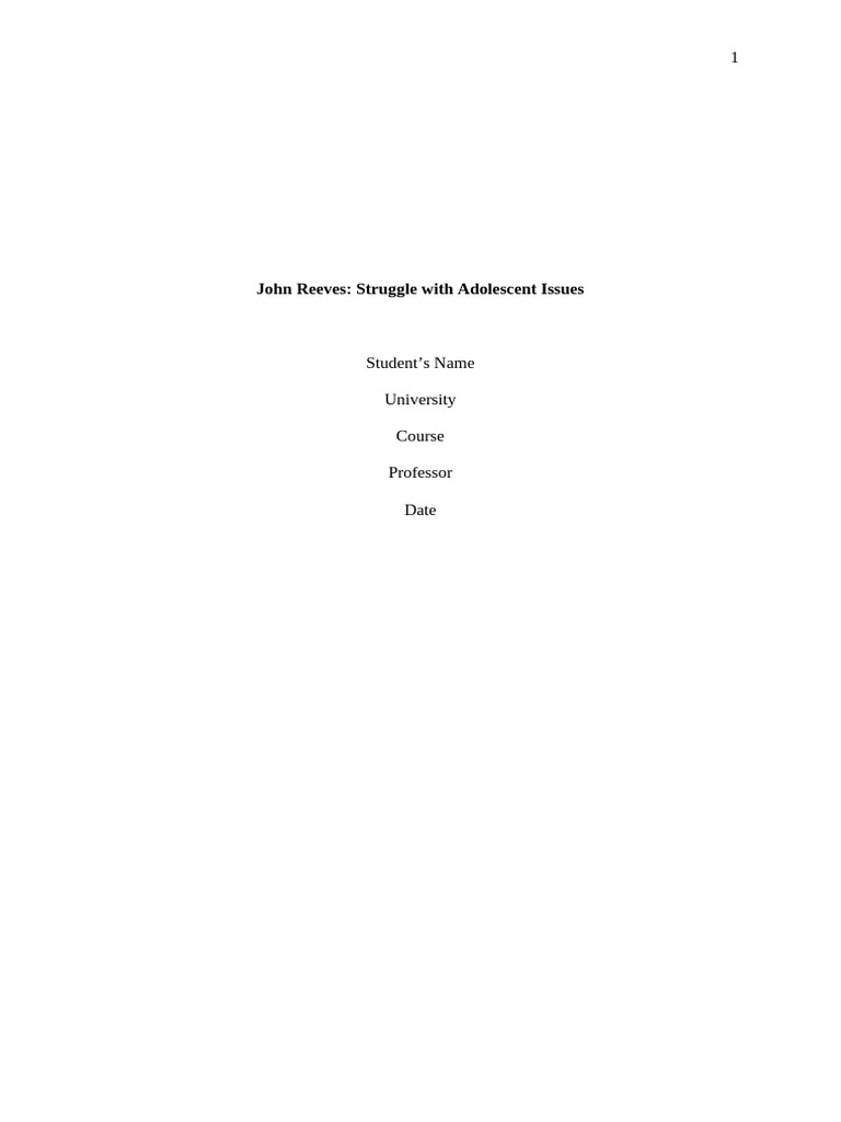John Reeves.edited | PDF | Adolescence | Identity (Social Science)
