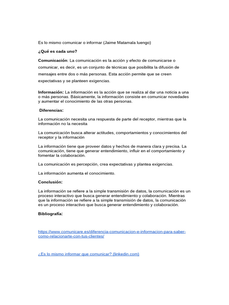 Es Lo Mismo Comunicar o Informar | PDF