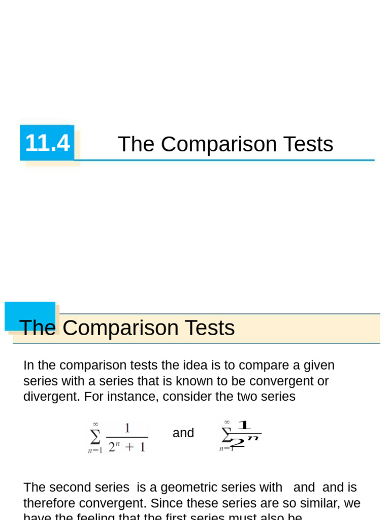 11.4 The Comparison Tests | PDF | Series (Mathematics) | Functions And ...