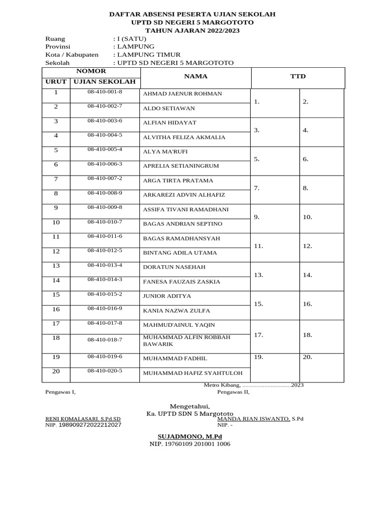 Absen Us | PDF