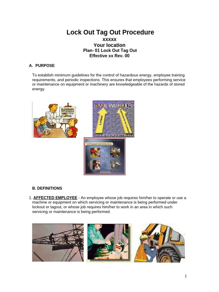 sample 4 Lockout-Tagout Procedure | PDF | Safety | Occupational Safety ...