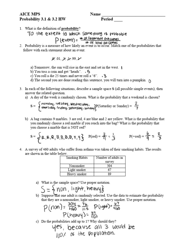 Probability+3.1-3.2+HW L | PDF | Smoking | Probability