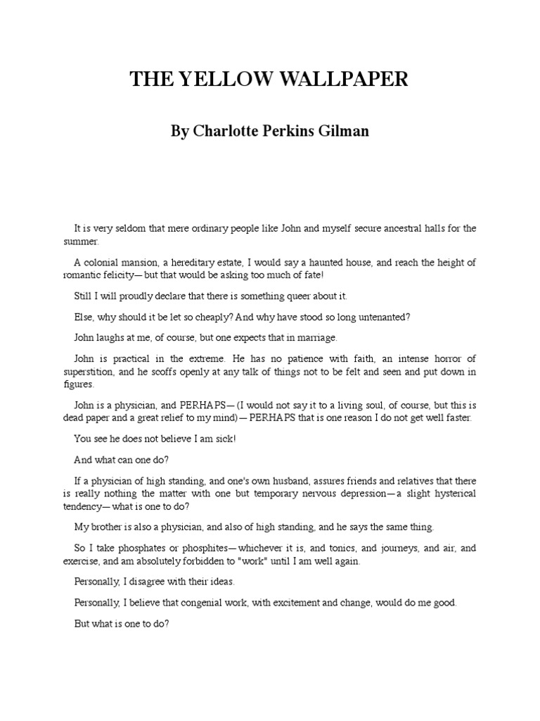 The Yellow Wallpaper PDF The Yellow Wallpaper