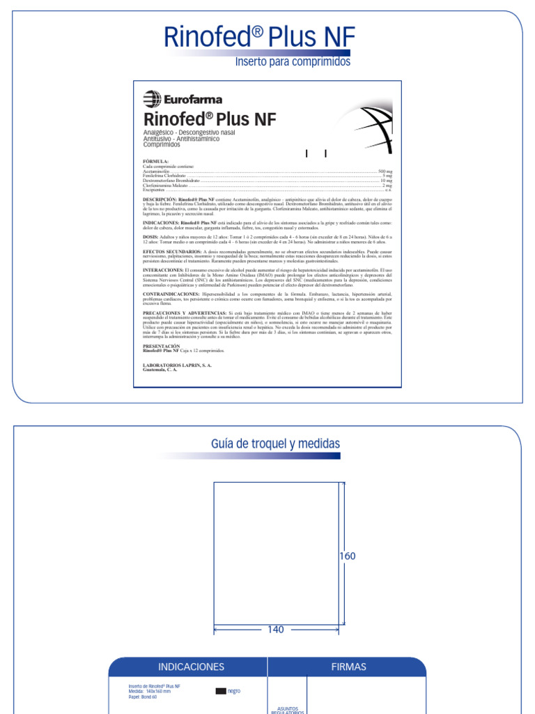 Rinofed Plus NF: Composición y Usos | PDF | Resfriado comun | Medicina ...