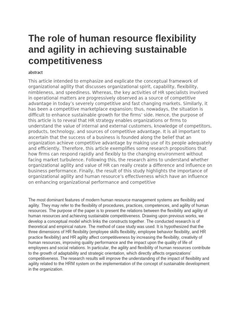 HR Flexibility and Agility for Competitiveness | PDF | Sustainability ...