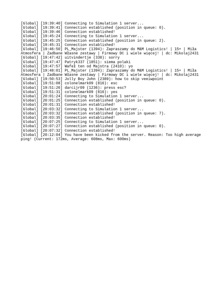 Server Connection Logs and Issues | PDF