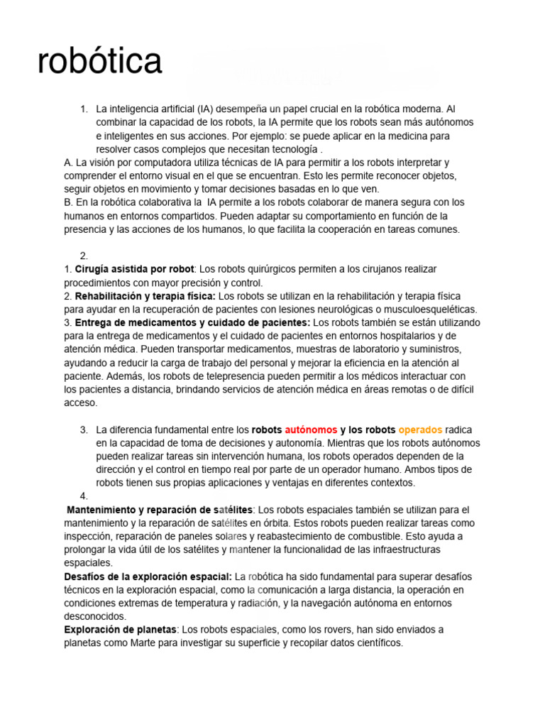 Aplicaciones de IA en Robótica Moderna | PDF | Robot | Robótica