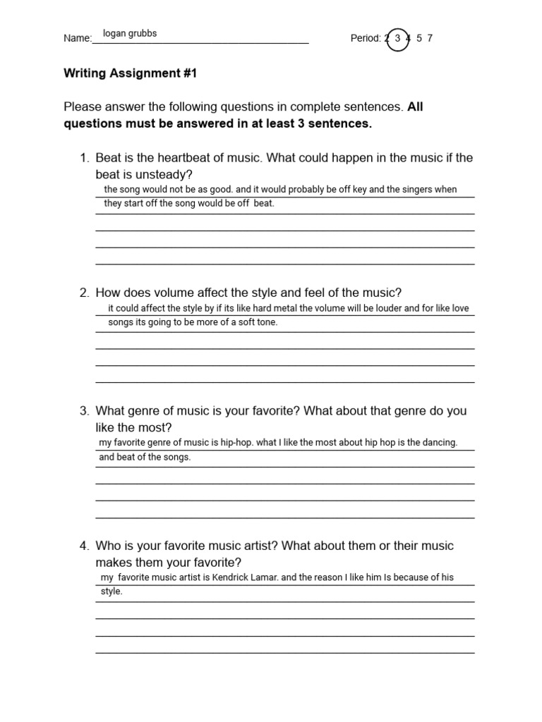 Logan Grubbs - Writing Assignment #1 | PDF | Performing Arts | Popular ...