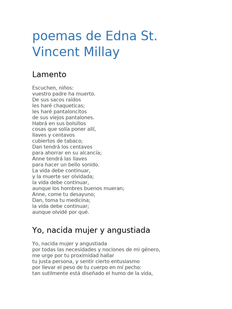 Poemas de Edna St. Vincent Millay | PDF