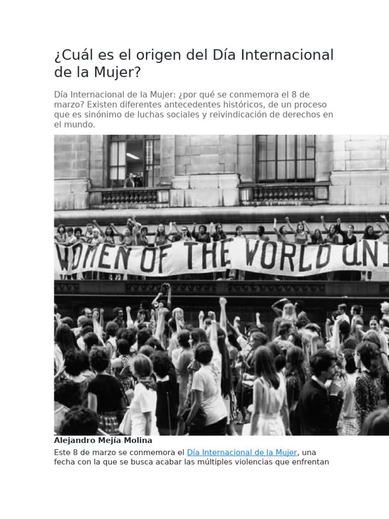 Cuál Es El Origen Del Día Internacional de La Mujer | PDF | Mujer ...