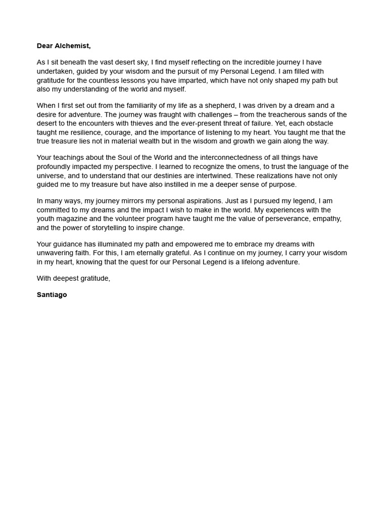 The Alchemist Letter | PDF