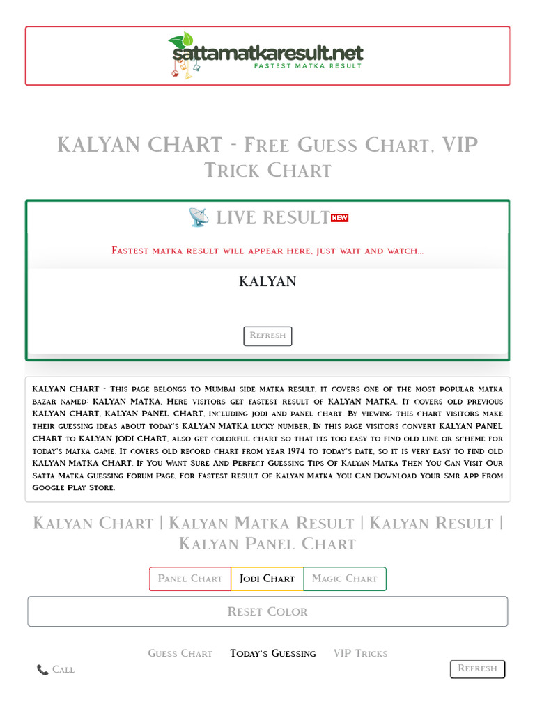 Kalyan VIP Matka Chart & Tricks | PDF