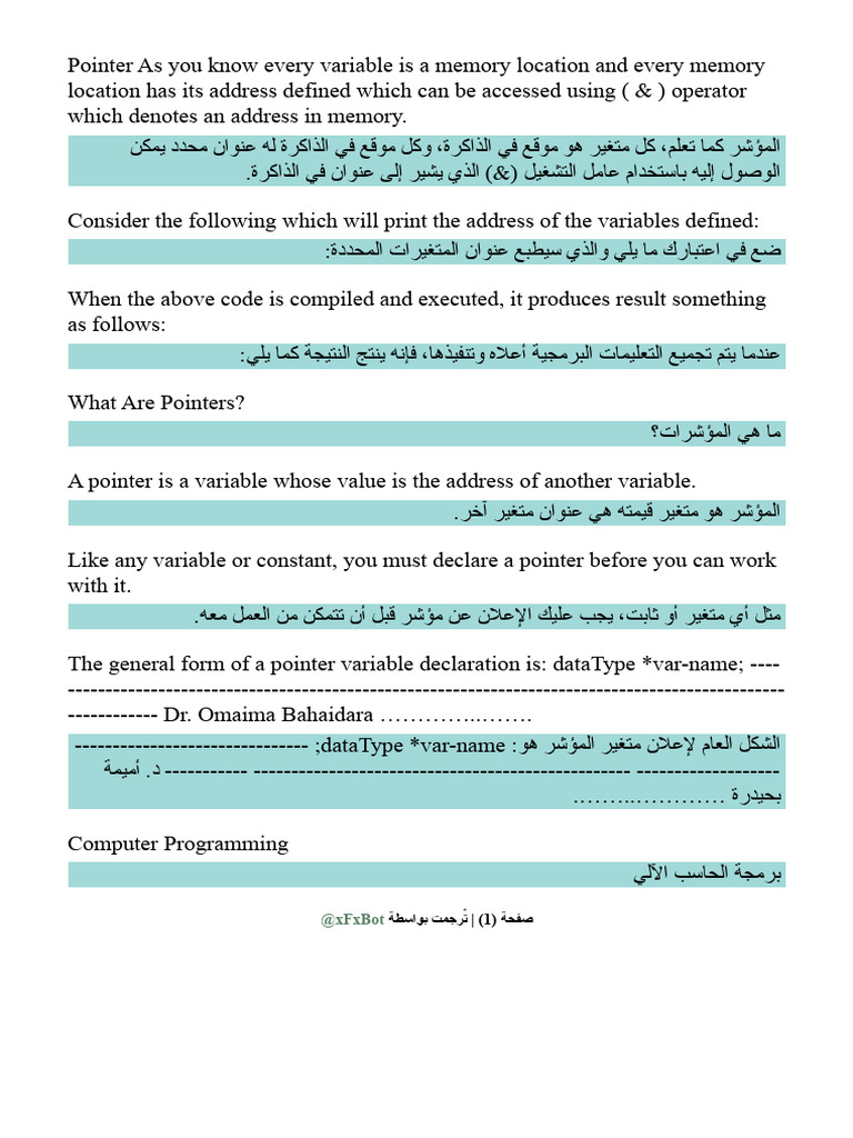 Pointers Arabic | PDF