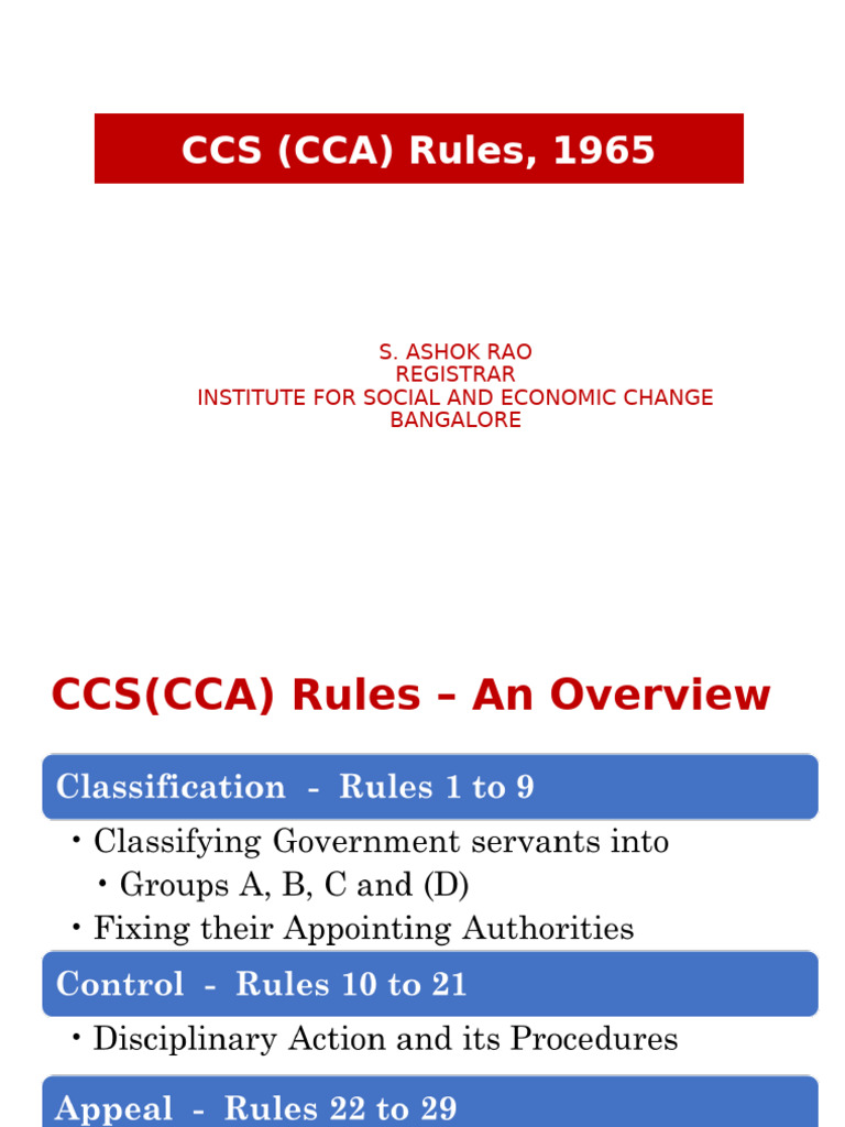Overview of CCS (CCA) Rules, 1965 | PDF | Appeal | Judiciaries