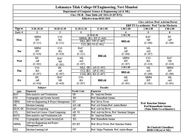 Time Table 10th Feb - 14th Feb TE-B | PDF | Applied Mathematics ...