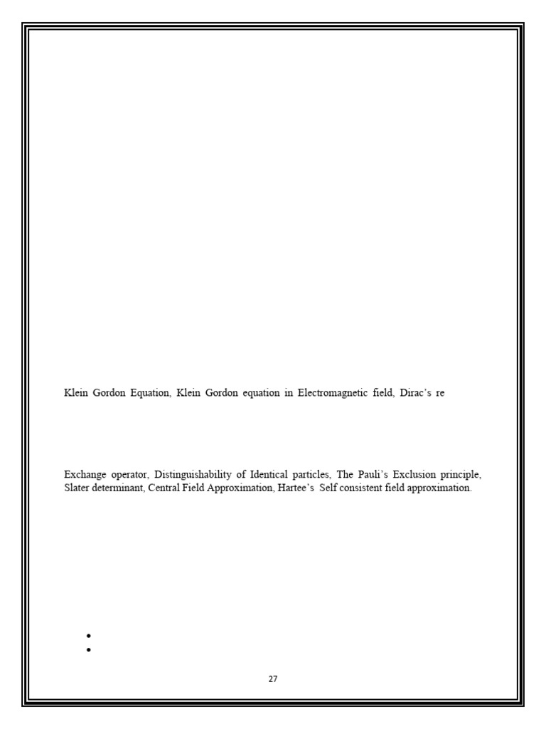 Relativistic Quantum Mechanics Course Outline Pdf Field Physics