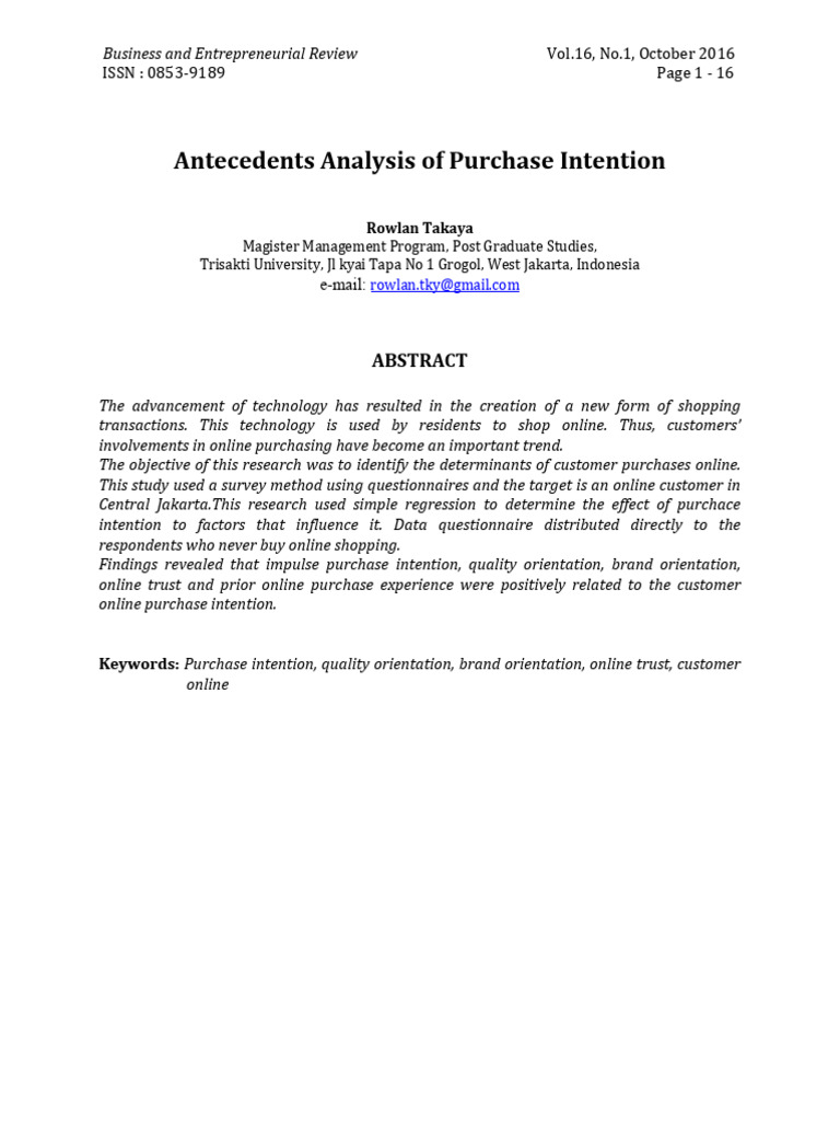 Online Purchase Intention Determinants | PDF | Online Shopping | Brand